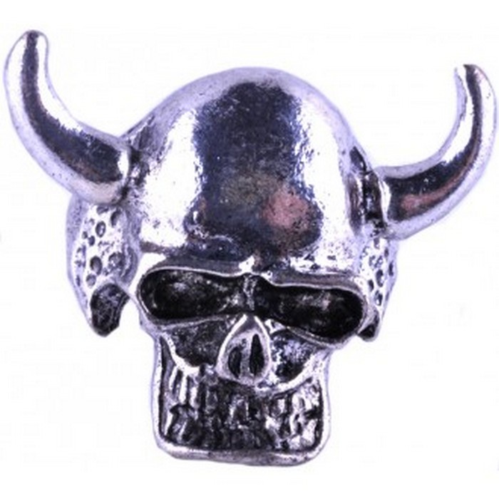 Vintage Silver Horns Skull Ring